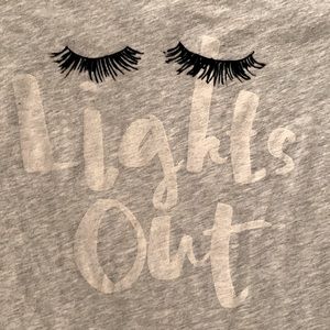 “Lights Out” LS Night Shirt Nightgown Gray Glam Loungewear PJ Pullover